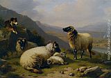 Flock Wall Art - Sheep dog guarding his flock